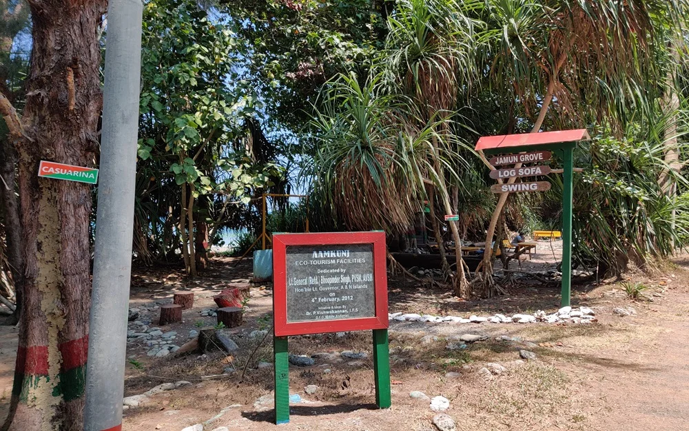 Sign board at Aam Kunj BEach, Rangat